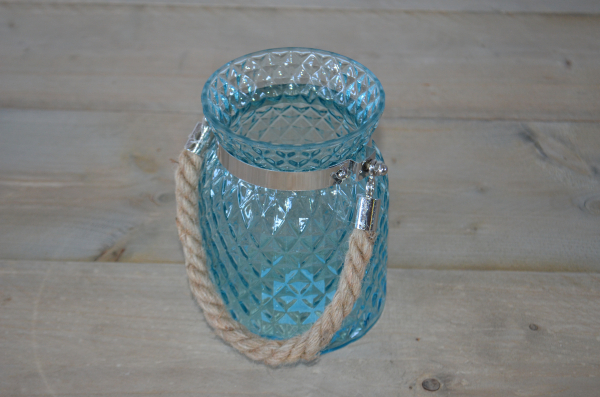Windlicht Alvito - Glas - blauw - Stoer & Krachtig